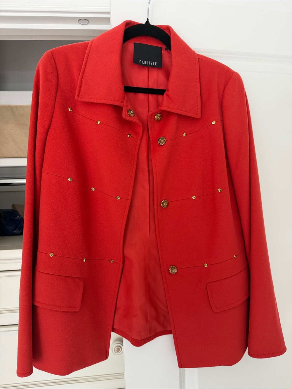 Carlisle Women's Orange/Red Embellished Button Jacket